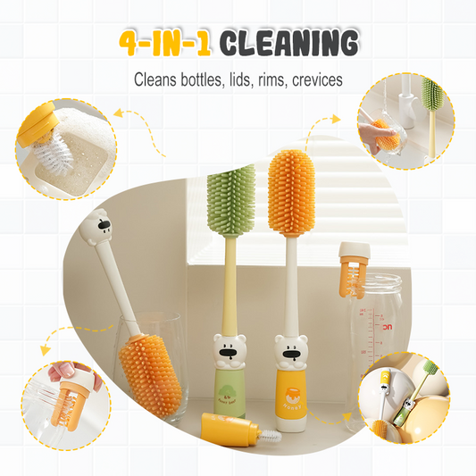 4-in-1 Silicone Bottle Cleaning Brush with Long Handle