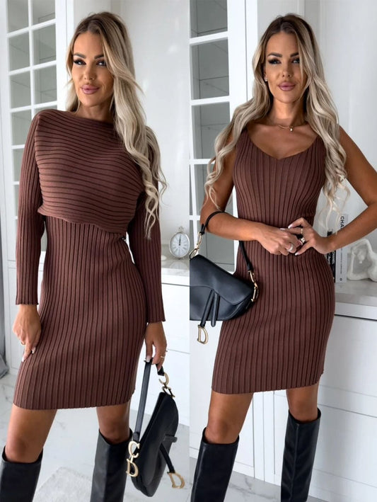 Conjunto de jersey de punto y vestido cami