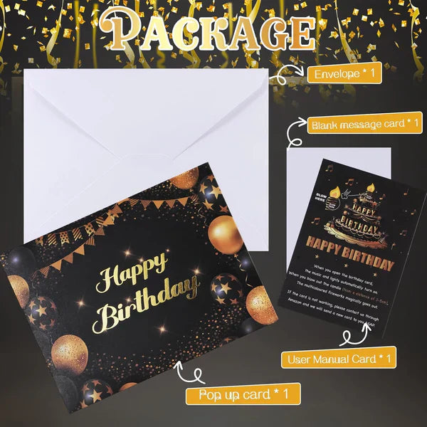 🎉Tarjeta de Cumpleaños Musical Pop-Up 3D con Luces y Canción🎵🎂