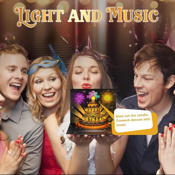 🎉Tarjeta de Cumpleaños Musical Pop-Up 3D con Luces y Canción🎵🎂