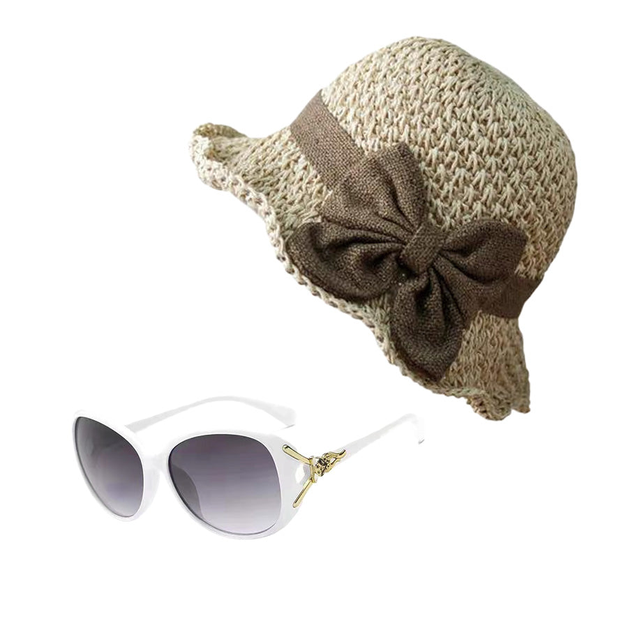Sombrero de lazo de paja（Regalo de gafas de sol 🕶）