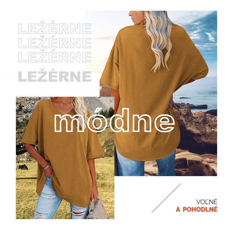 💥 Camiseta Casual de Cuello en V para Mujer – Suave, Transpirable y con Dobladillo Fluido ✨
