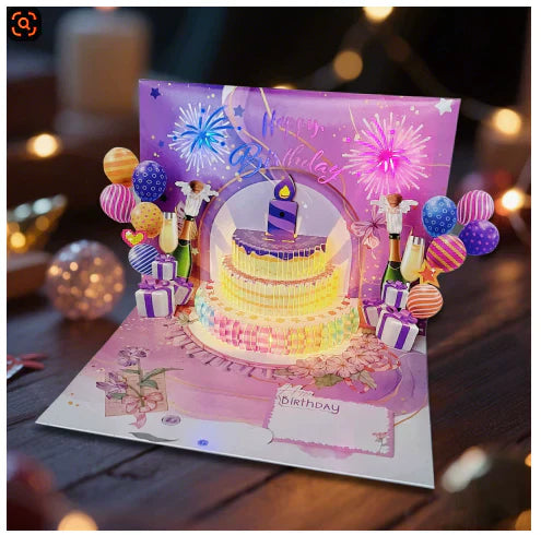 🎉Tarjeta de Cumpleaños Musical Pop-Up 3D con Luces y Canción🎵🎂