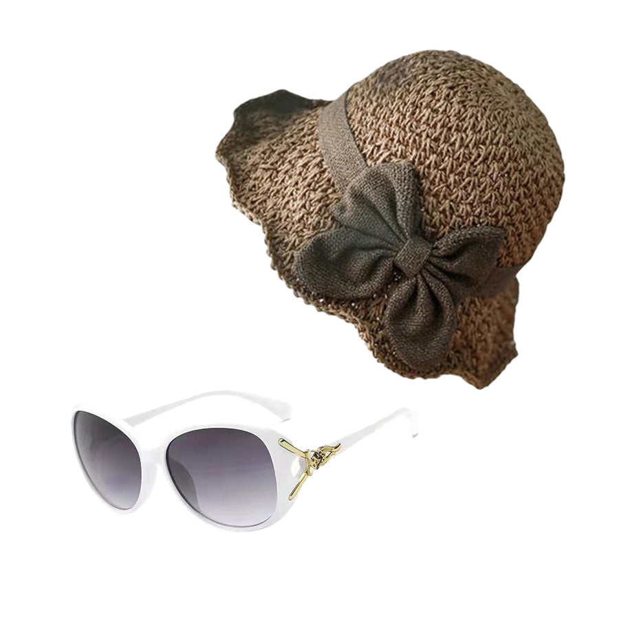 Sombrero de lazo de paja（Regalo de gafas de sol 🕶）