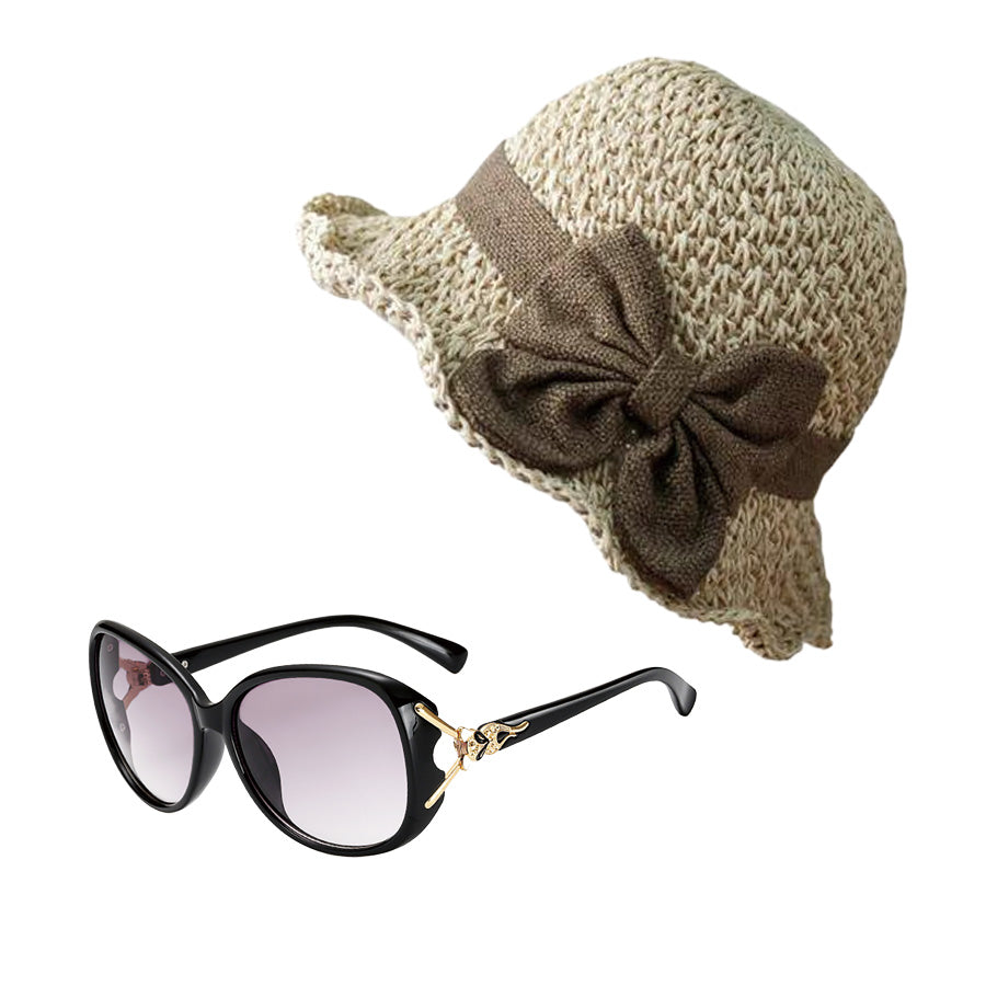 Sombrero de lazo de paja（Regalo de gafas de sol 🕶）