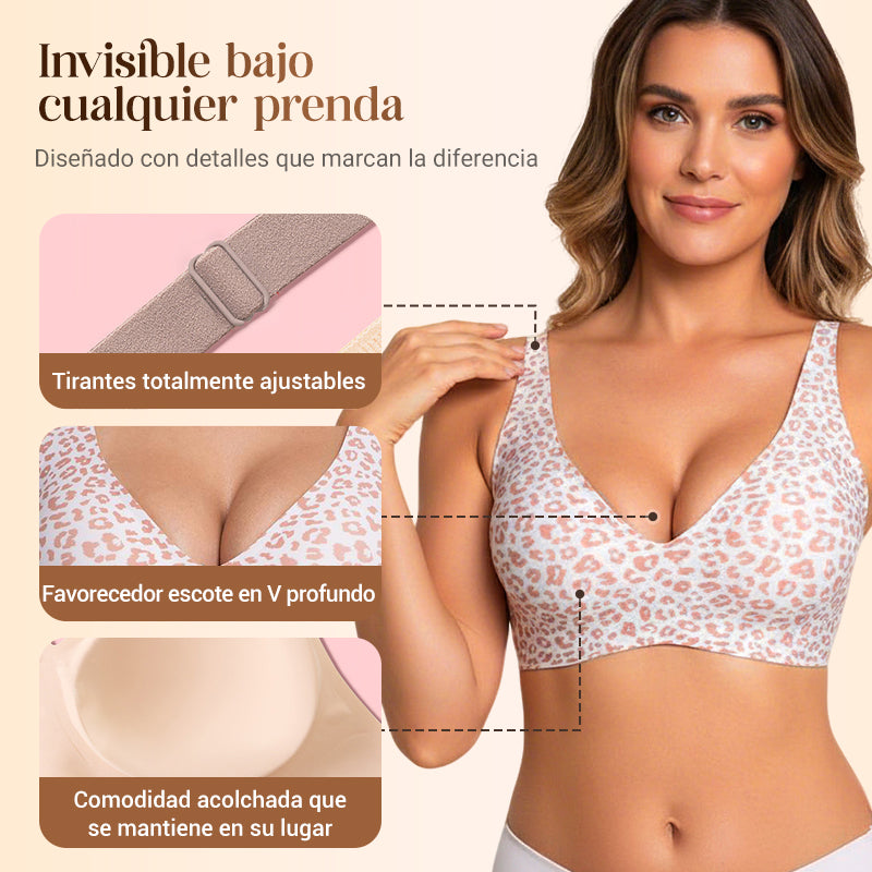 Sujetador inalámbrico Jelly para mujer – cómodo, con efecto push-up, sin costuras, escote en V profundo, ideal para uso diario y camisetas