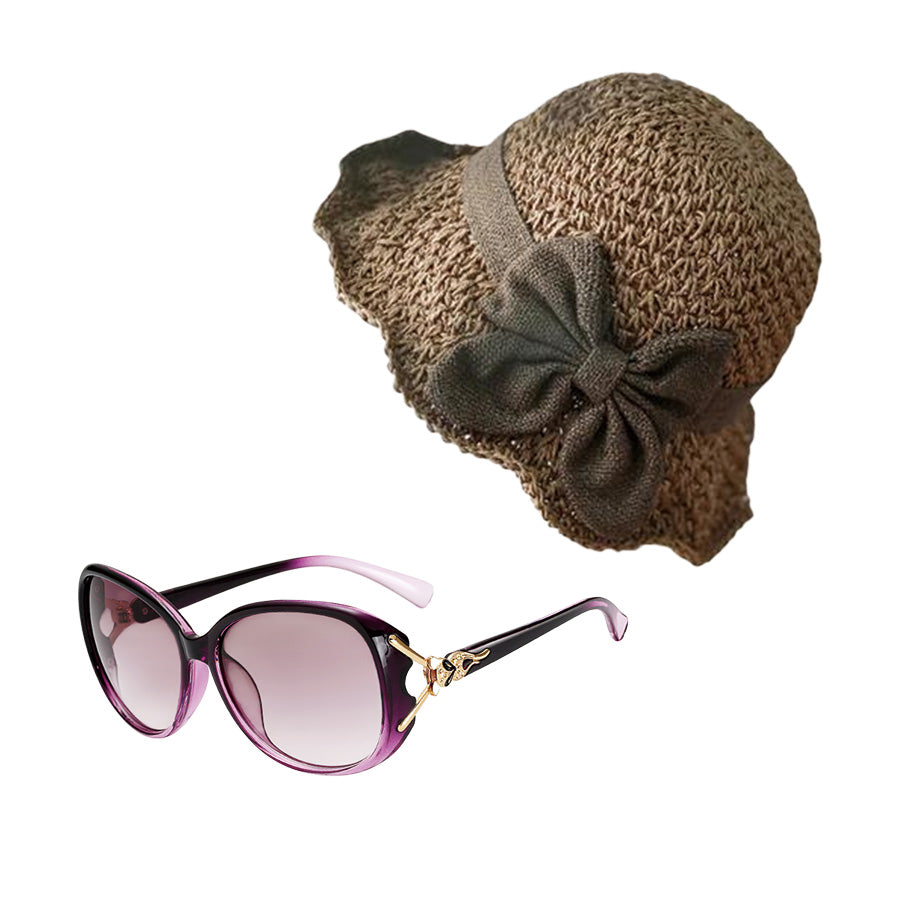 Sombrero de lazo de paja（Regalo de gafas de sol 🕶）