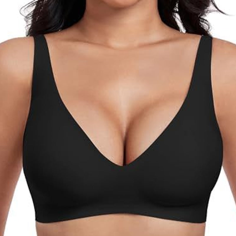 Sujetador inalámbrico Jelly para mujer – cómodo, con efecto push-up, sin costuras, escote en V profundo, ideal para uso diario y camisetas