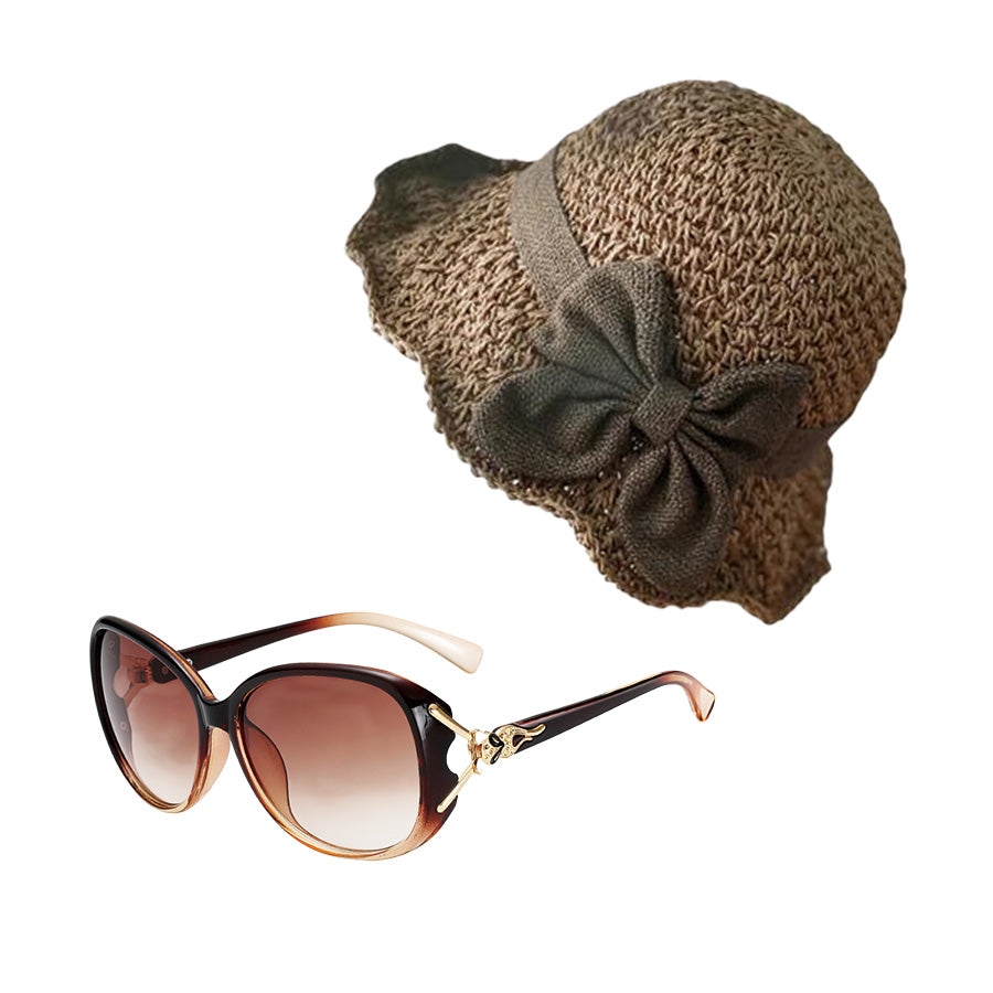 Sombrero de lazo de paja（Regalo de gafas de sol 🕶）