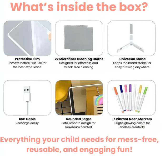 ⏳🎨Tablero de dibujo LED luminoso para niños