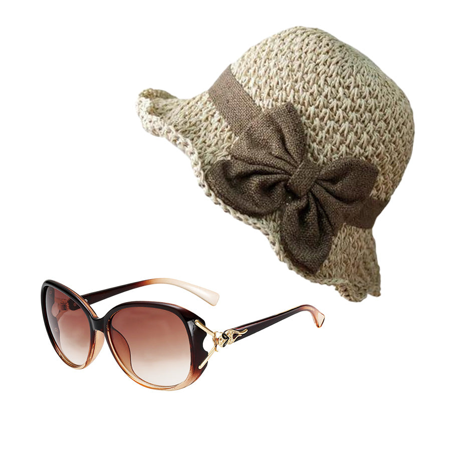 Sombrero de lazo de paja（Regalo de gafas de sol 🕶）