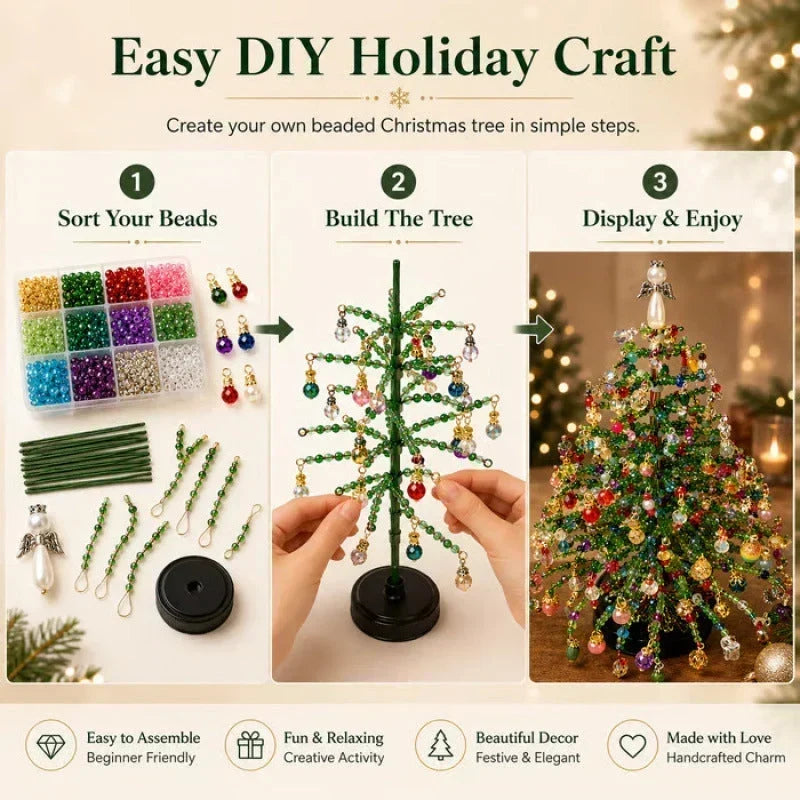 🎄✨ Kit DIY para Árbol de Navidad con Cuentas – 🎅 Crea tu propia decoración navideña que brilla con magia 💡