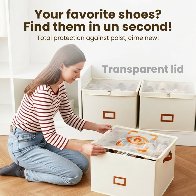 👟 ¡Adiós al Desorden! Caja de Zapatos de Tela Plegable y Transpirable ✨