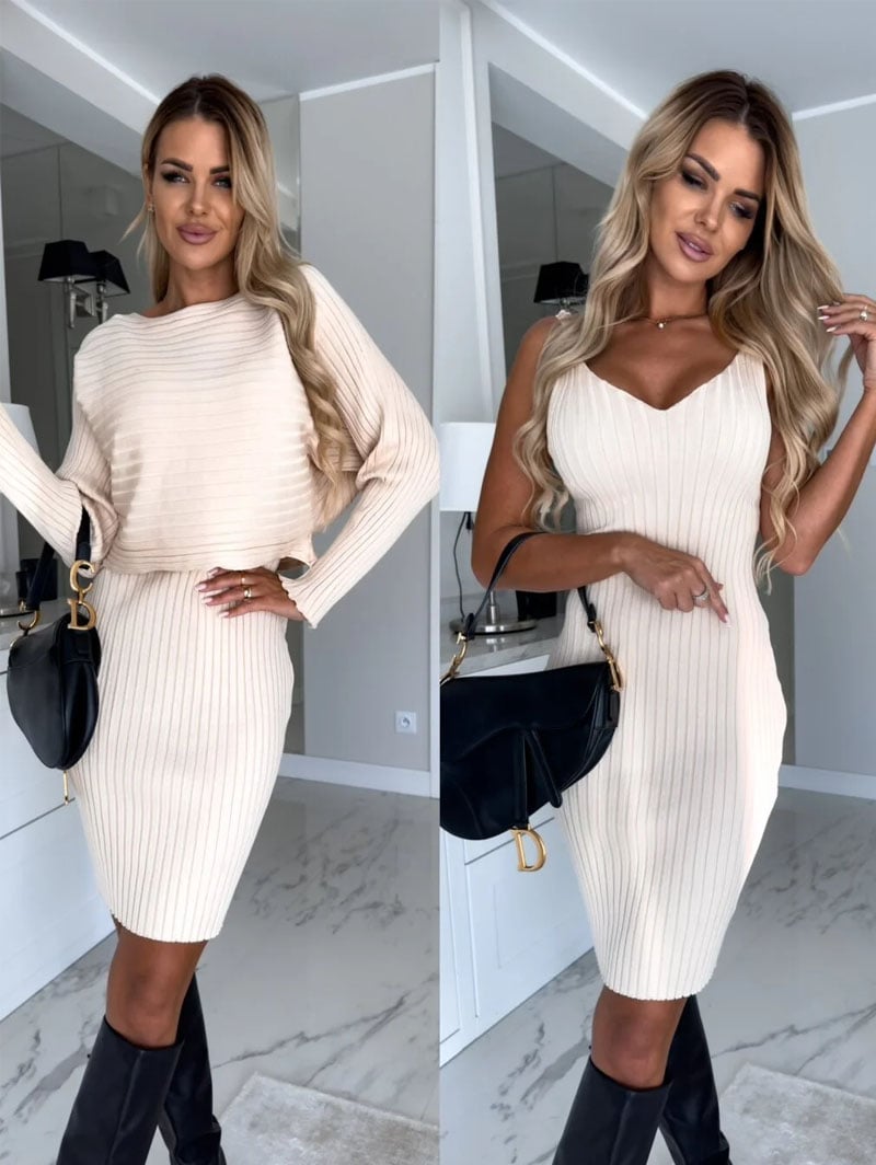 Conjunto de jersey de punto y vestido cami