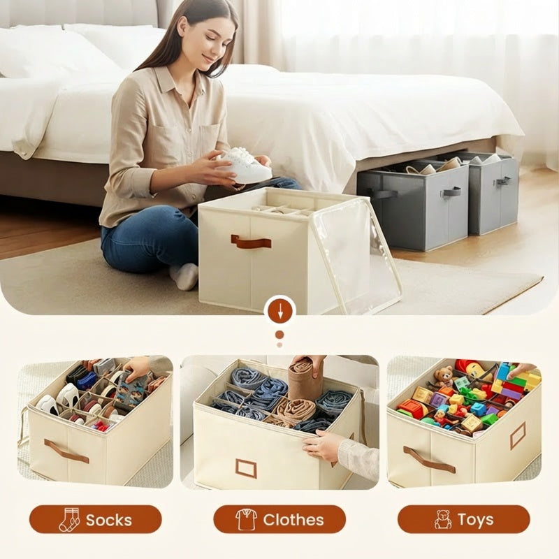 👟 ¡Adiós al Desorden! Caja de Zapatos de Tela Plegable y Transpirable ✨