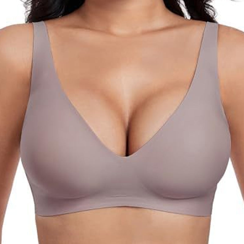 Sujetador inalámbrico Jelly para mujer – cómodo, con efecto push-up, sin costuras, escote en V profundo, ideal para uso diario y camisetas