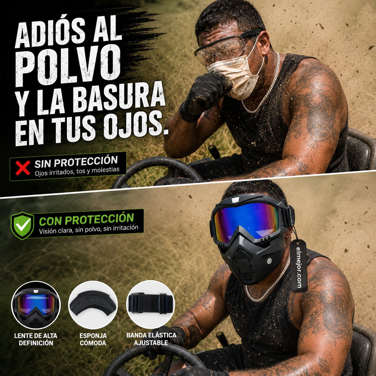Máscarilla especial para soldadura y corte（antideslumbrante, anti radiación ultravioleta y antipolvo）