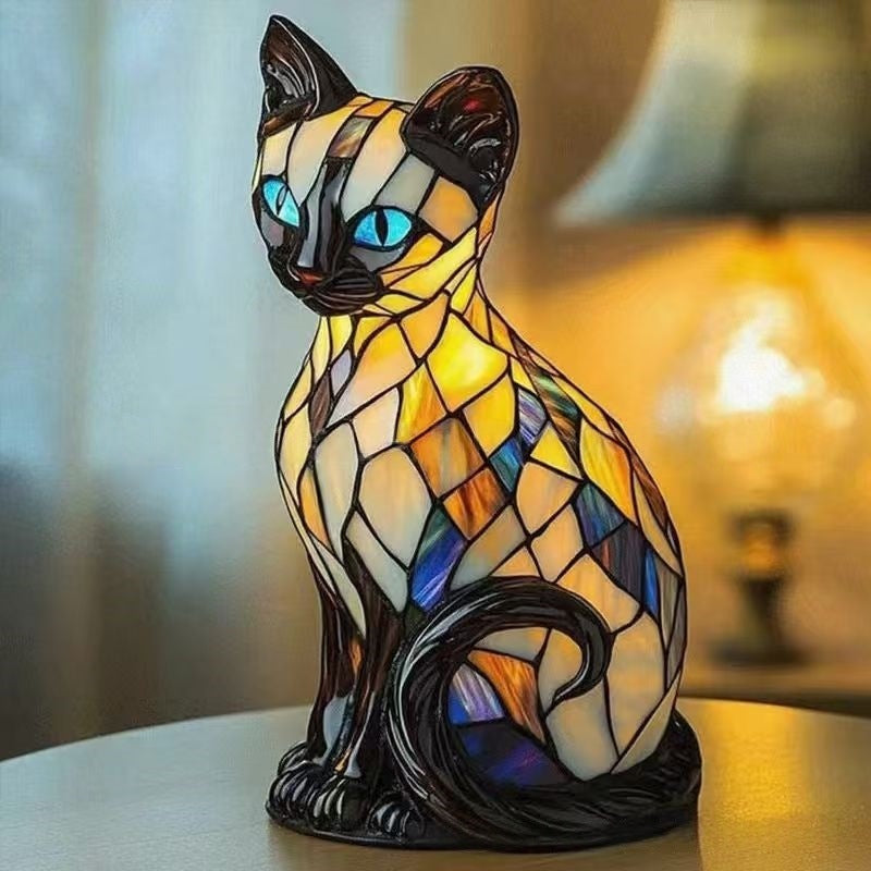 🐶 Lámpara LED de Mesa con Estatua de Cachorro – Diseño Color Block Decorativo ✨