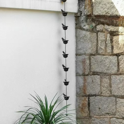🔥 Donde la lluvia se une al arte: cadena decorativa para la lluvia con diseño de bebedero para pájaros