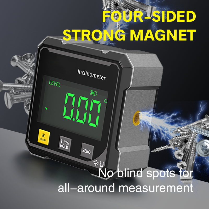 Medidor de Ángulos Digital con Base Magnética, Para Carpintería y Metalurgia