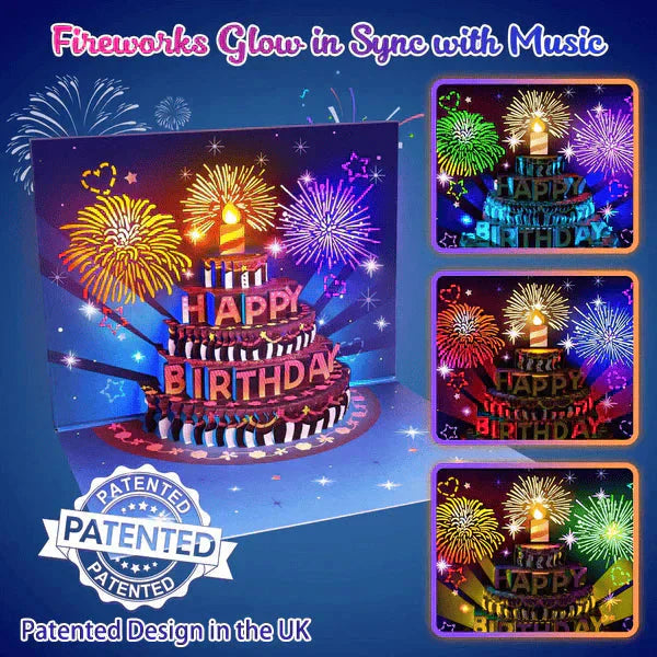 🎉Tarjeta de Cumpleaños Musical Pop-Up 3D con Luces y Canción🎵🎂