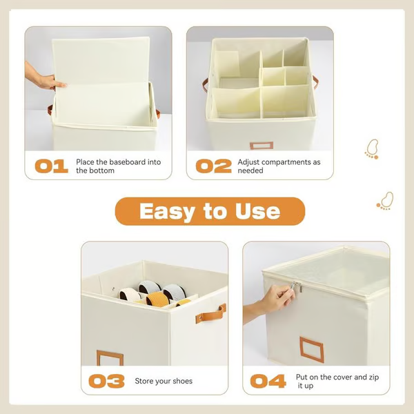 👟 ¡Adiós al Desorden! Caja de Zapatos de Tela Plegable y Transpirable ✨