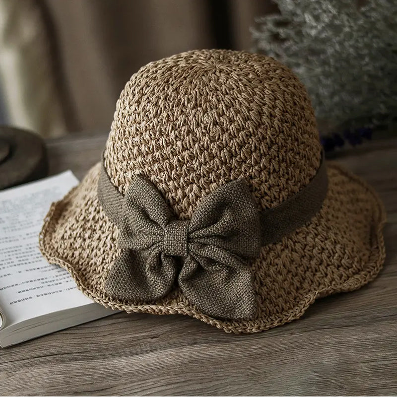 Sombrero de lazo de paja（Regalo de gafas de sol 🕶）