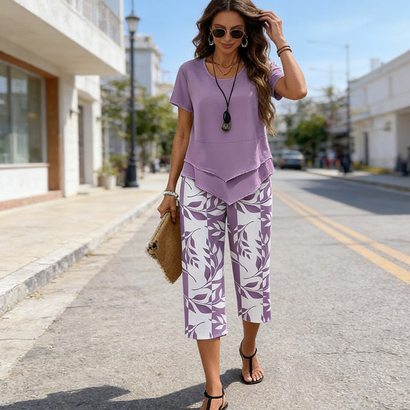 💙 Conjunto Casual de Mujer – Túnica en Capas y Pantalones Anchos para Máxima Comodidad ✨👖
