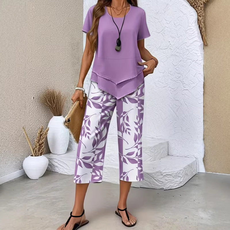 💙 Conjunto Casual de Mujer – Túnica en Capas y Pantalones Anchos para Máxima Comodidad ✨👖