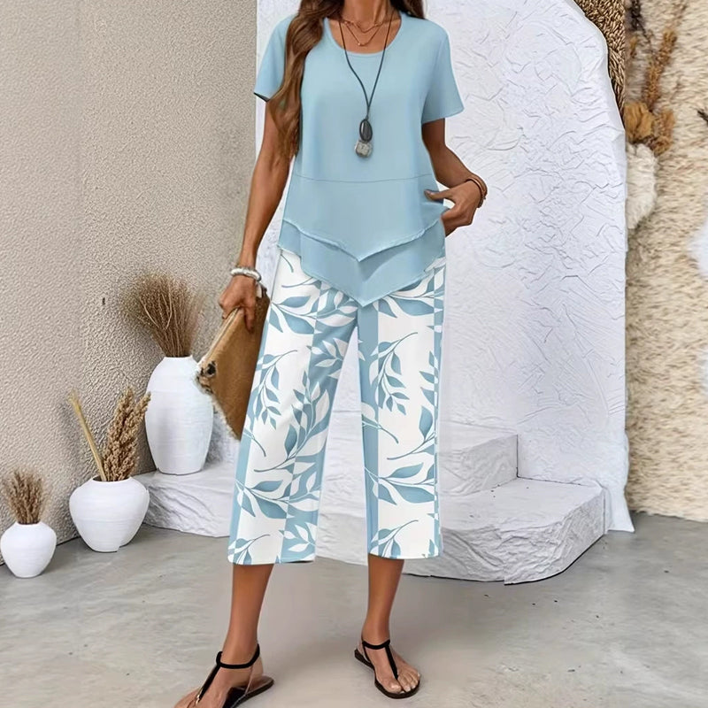 💙 Conjunto Casual de Mujer – Túnica en Capas y Pantalones Anchos para Máxima Comodidad ✨👖