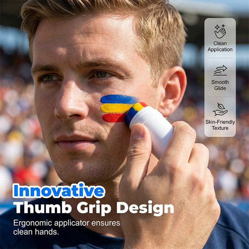 Manga de pulgar tricolor con pintura facial de la bandera nacional