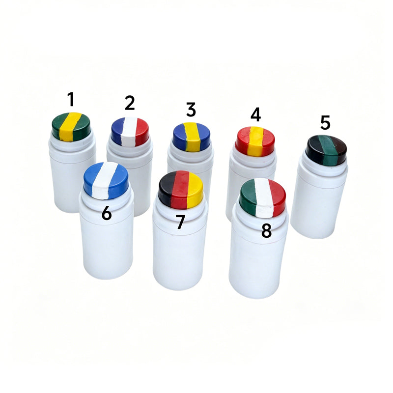 Manga de pulgar tricolor con pintura facial de la bandera nacional