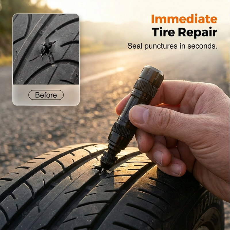 Tubeless Tire Repair Kit – Aluminum Case🪄🚗
