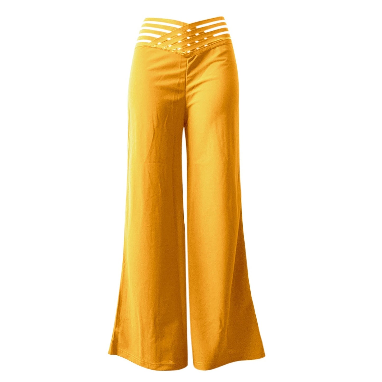 Tk Populares Pantalones Anchos Casuales de Mujer de Cintura Alta