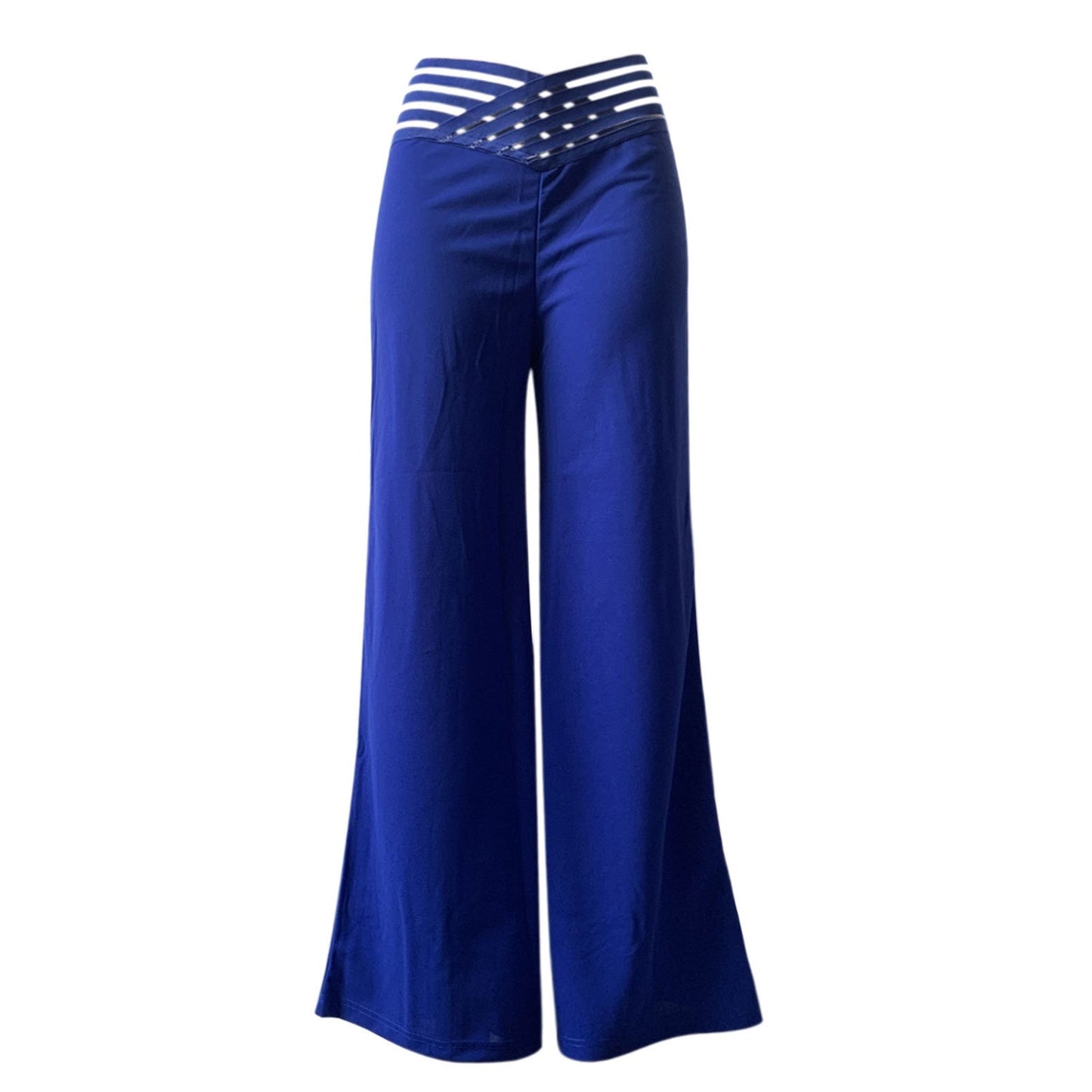 Tk Populares Pantalones Anchos Casuales de Mujer de Cintura Alta
