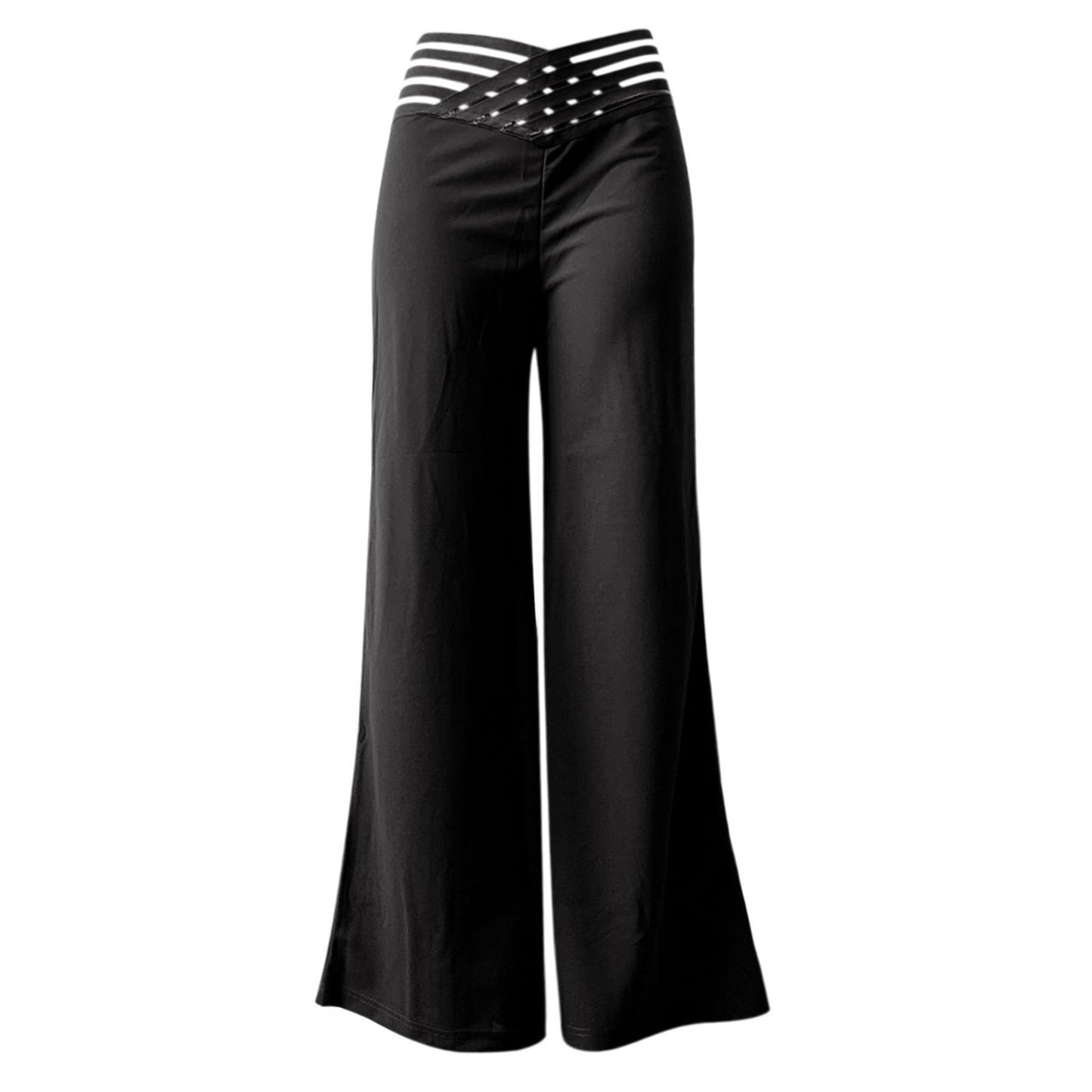 Tk Populares Pantalones Anchos Casuales de Mujer de Cintura Alta