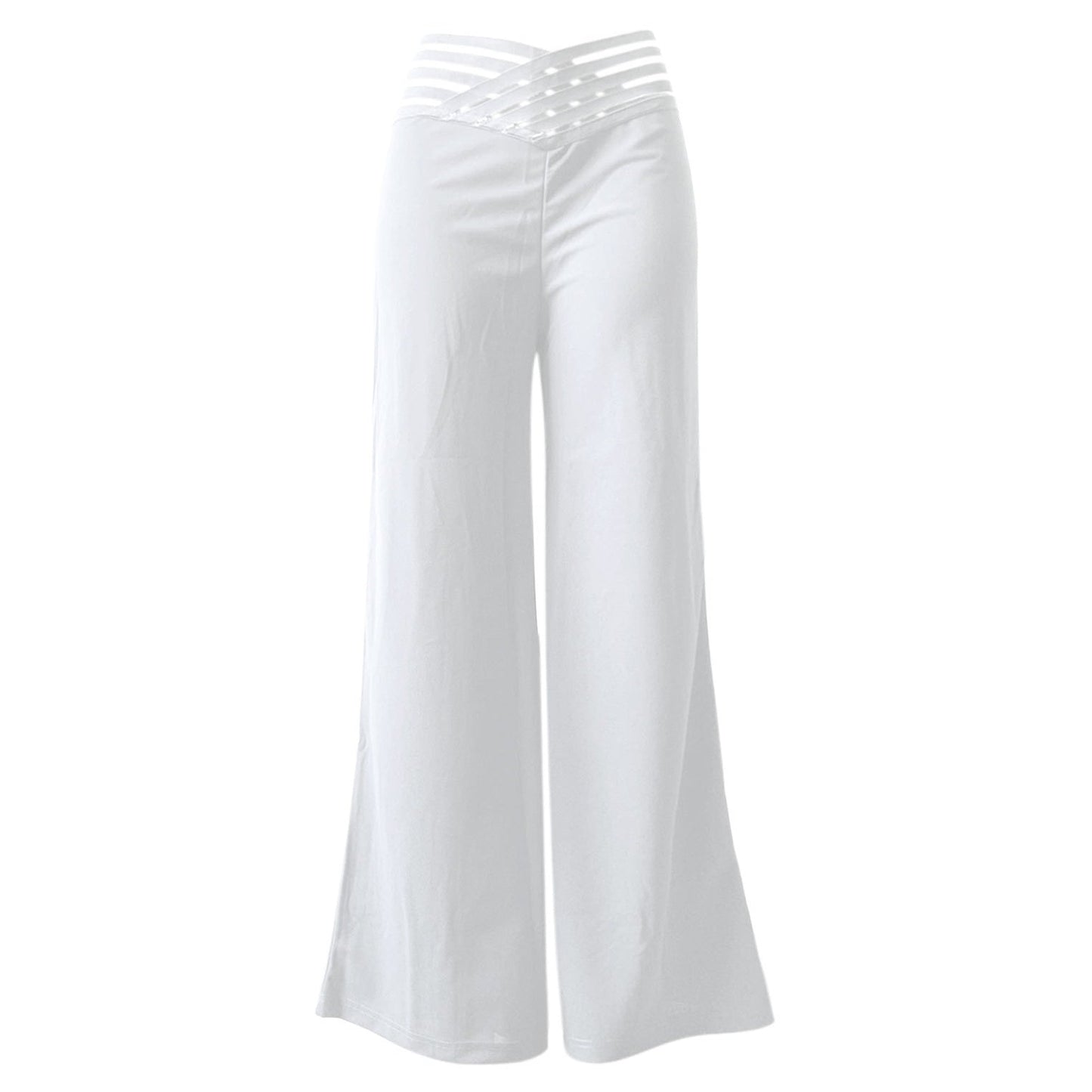 Tk Populares Pantalones Anchos Casuales de Mujer de Cintura Alta
