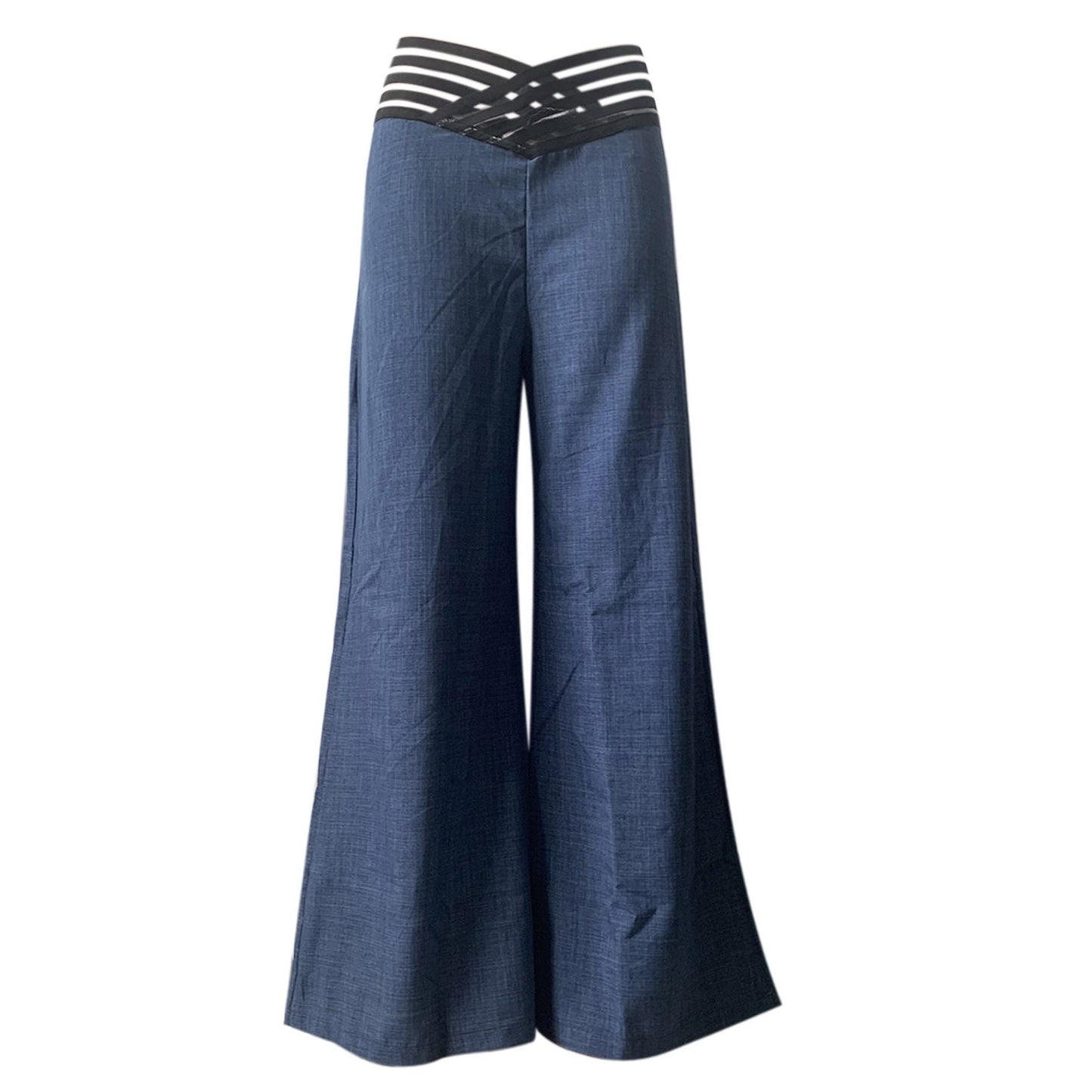 Tk Populares Pantalones Anchos Casuales de Mujer de Cintura Alta