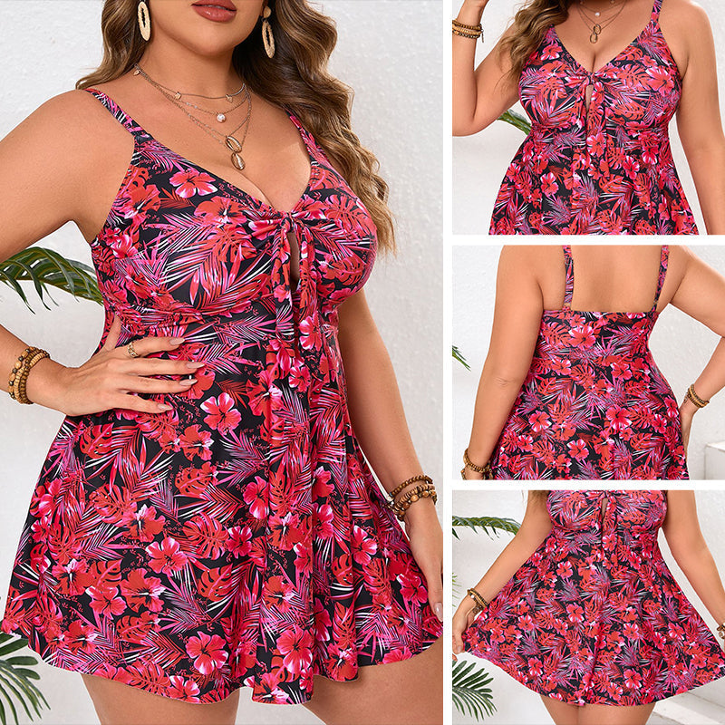 Conjunto de Playa Floral – Traje de Baño y Bikini Triángulo | Ajustable y Secado Rápido