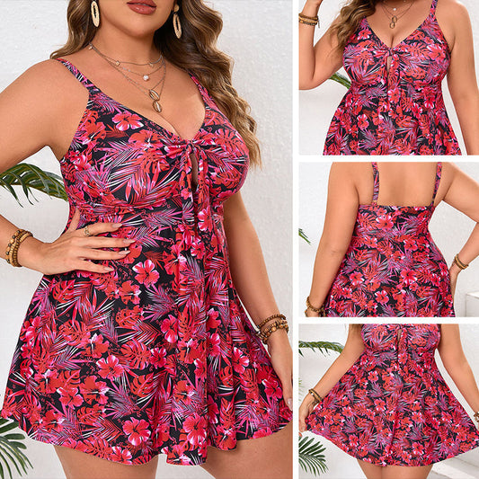Conjunto de Playa Floral – Traje de Baño y Bikini Triángulo | Ajustable y Secado Rápido