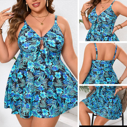 Conjunto de Playa Floral – Traje de Baño y Bikini Triángulo | Ajustable y Secado Rápido