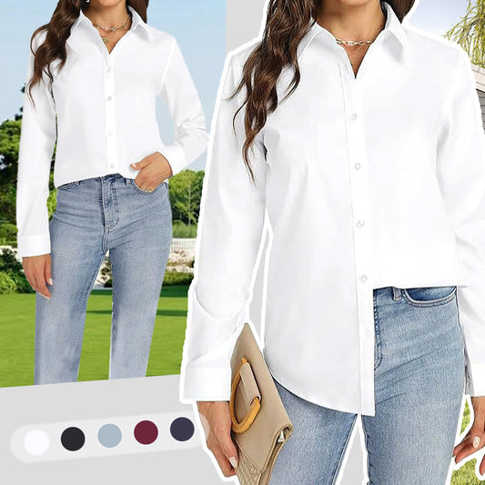 Camisa de manga larga informal con solapa y corte holgado