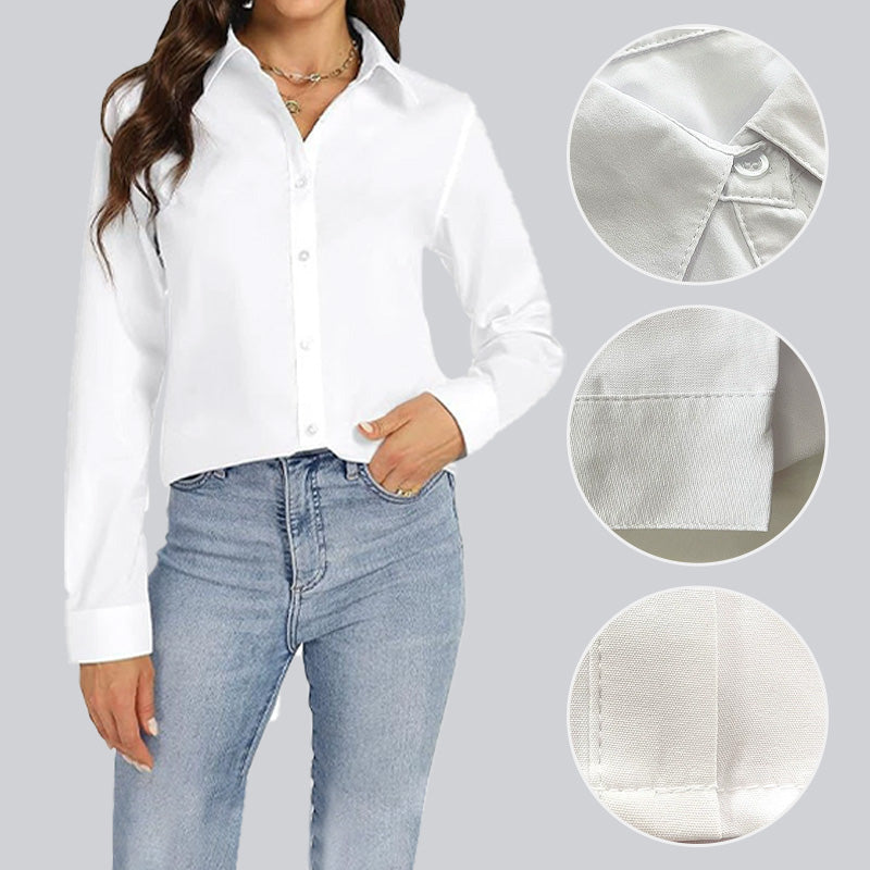 Camisa de manga larga informal con solapa y corte holgado