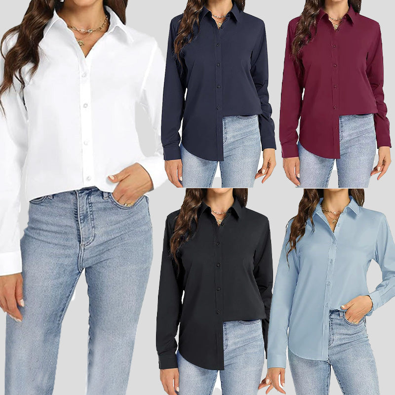 Camisa de manga larga informal con solapa y corte holgado
