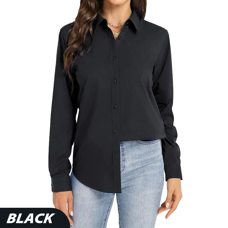 Camisa de manga larga informal con solapa y corte holgado