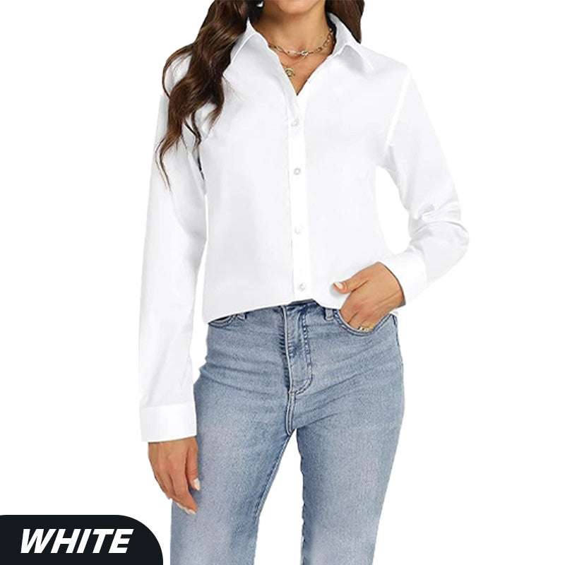 Camisa de manga larga informal con solapa y corte holgado