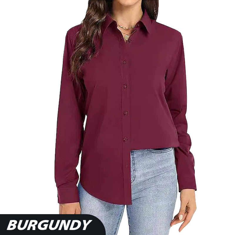 Camisa de manga larga informal con solapa y corte holgado