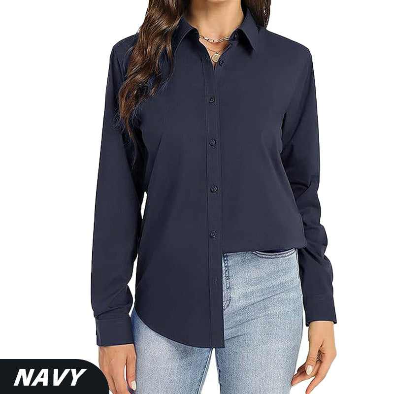 Camisa de manga larga informal con solapa y corte holgado