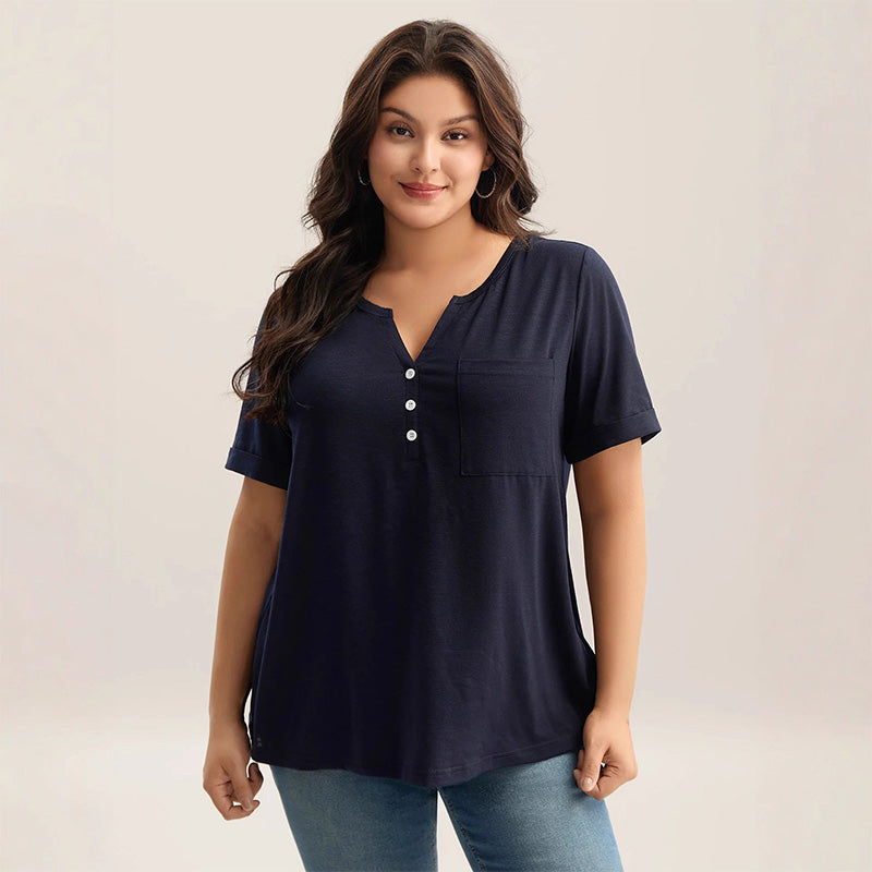 Camiseta de manga corta informal de talla grande para mujer