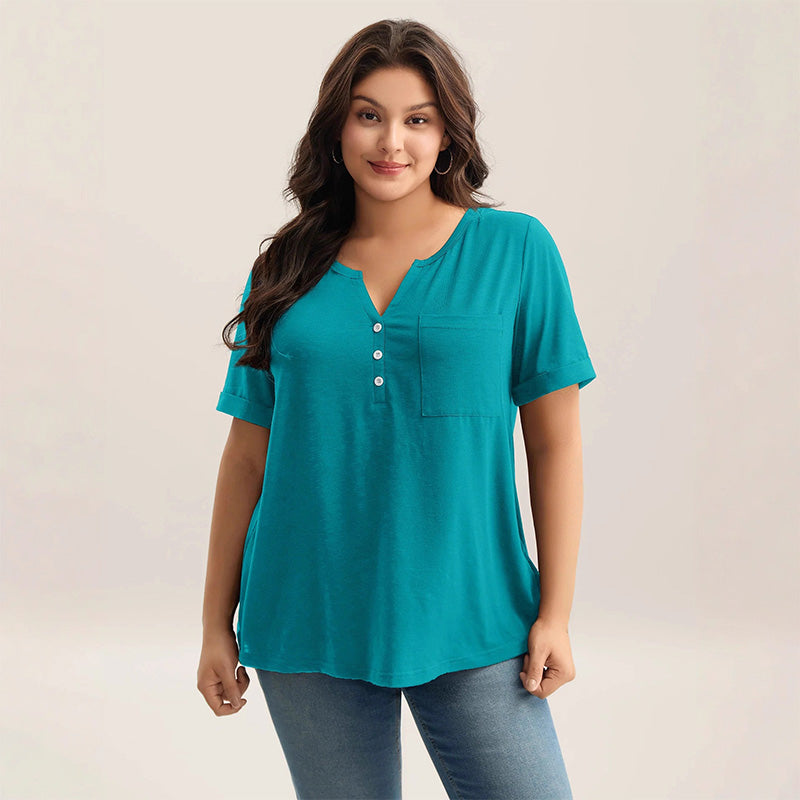 Camiseta de manga corta informal de talla grande para mujer